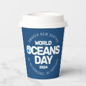 Blue Stylized Earth Waves Pappbecher (Rückseite)