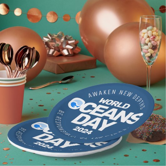 Blue Stylized Earth Waves Pappteller (Multi)