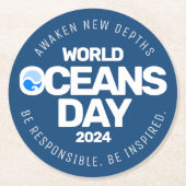 Blue Stylized Earth Waves Runder Pappuntersetzer (Vorderseite)