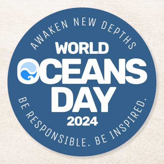 Blue Stylized Earth Waves Runder Pappuntersetzer (Vorderseite)