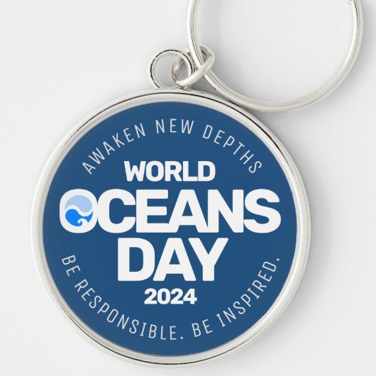 Blue Stylized Earth Waves Schlüsselanhänger (Vorne)