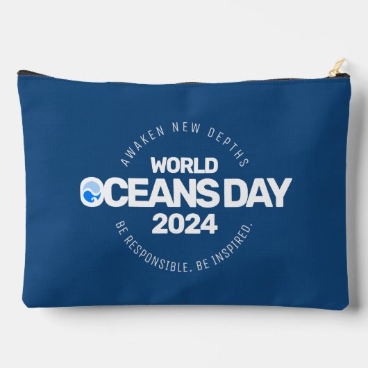 Blue Stylized Earth Waves Zubehörtasche (Rückseite)