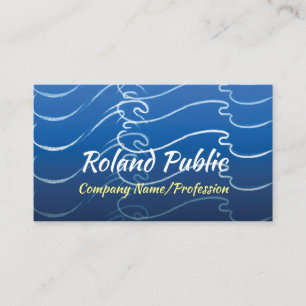 Blue Stylized Waves Ocean Abstrakt Business Card Visitenkarte