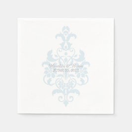 Blue Subask Damask Paper Napkins Serviette