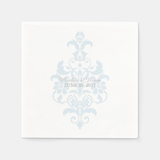 Blue Subask Damask Paper Napkins Serviette (Vorderseite)