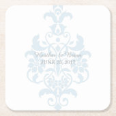Blue Subtile Damask Paper Untersetzer (Vorderseite)