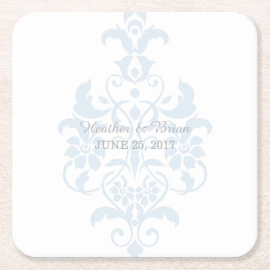 Blue Subtile Damask Paper Untersetzer (Vorderseite)
