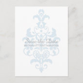 Blue Subtile Damask Save the Date Postkarte (Vorderseite)