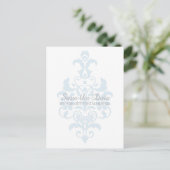Blue Subtile Damask Save the Date Postkarte (Stehend Vorderseite)