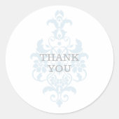 Blue Subtle Damask Danke Stickers (Vorderseite)