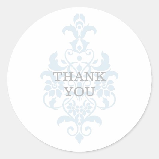 Blue Subtle Damask Danke Stickers (Vorderseite)