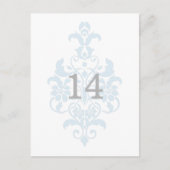 Blue Subtle Damask Tischnummer Postkarte (Vorderseite)