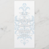 Blue Subtle Damask Wedding Menu Menükarte (Vorderseite)