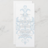 Blue Subtle Damask Wedding Menu Menükarte (Vorne/Hinten)