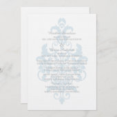 Blue Subtle Damask Wedite Invite Einladung (Vorne/Hinten)