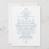 Blue Subtle Damask Wedite Invite Einladung (Vorderseite)