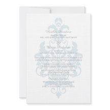 Blue Subtle Damask Wedite Invite