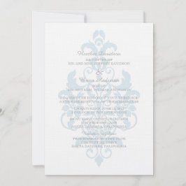 Blue Subtle Damask Wedite Invite Einladung