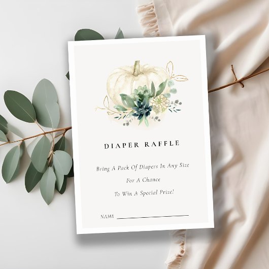 Blue Succulent Pumpkin Diaper Raffle Baby Dusche Begleitkarte