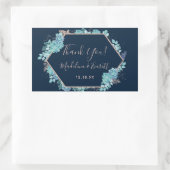 Blue Succulents & Rose Gold Wedding Vielen Dank Rechteckiger Aufkleber (Tasche)