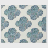 Blue Succules auf Ecru Jeden Anlaß Gift Wrap Geschenkpapier (Flach)