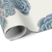Blue Succules auf Ecru Jeden Anlaß Gift Wrap Geschenkpapier (Rolleneckpunkt)