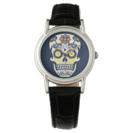 Blue Sugar Skull Armbanduhr