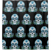 Blue Sugar Skull Duschvorhang (Vorderseite)