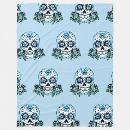 Blue Sugar Skull Fleecedecke (Vorderseite)