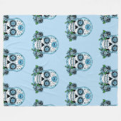 Blue Sugar Skull Fleecedecke (Vorderseite (Horizontal))