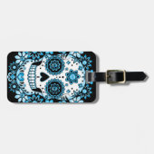 Blue Sugar Skull Gepäckanhänger (Vorderseite horizontal)