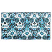 Blue Sugar Skull Kissenbezug (Vorderseite-Links)