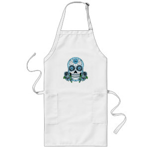 Blue Sugar Skull Lange Schürze