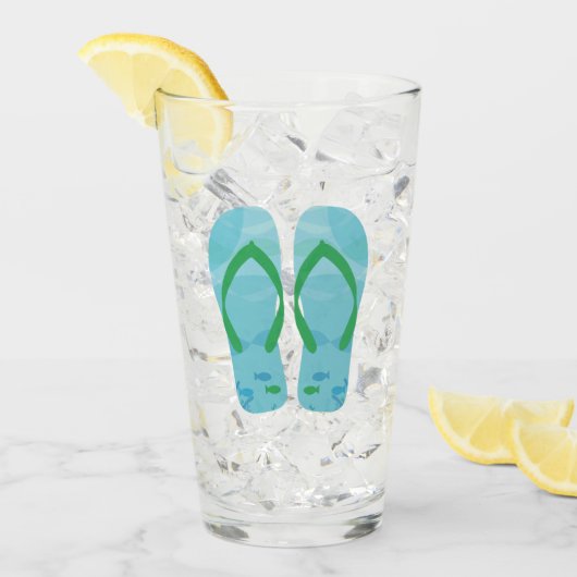 Blue Summer Beach Sandals Flip Flops Glas (Vorderseite Ice)