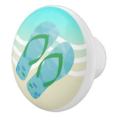 Blue Summer Beach Waves Flip Flops Door Knob Keramikknauf (Rechts)