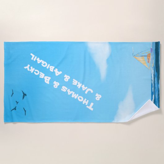 Blue Summer, Bright Sky, White Name Strandtuch (Vorderseite)