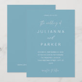 Blue Summer MOD Calligraphy Wedding Einladung (Vorne/Hinten)