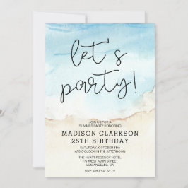 Blue Summer Ocean Let's Party Birthday Einladung
