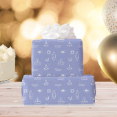 Blue Summer Ocean Line Kunst Nahtloses Muster Geschenkpapier