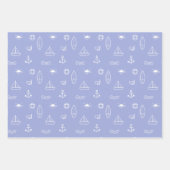 Blue Summer Ocean Line Kunst Nahtloses Muster Geschenkpapier Set (Vorderseite 2)