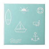 Blue Summer Ocean Seamless Pattern Kinder Bad Fliese (Vorderseite)