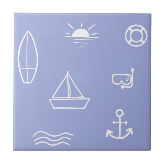 Blue Summer Ocean Seamless Pattern Kinder Bad Fliese (Vorderseite)