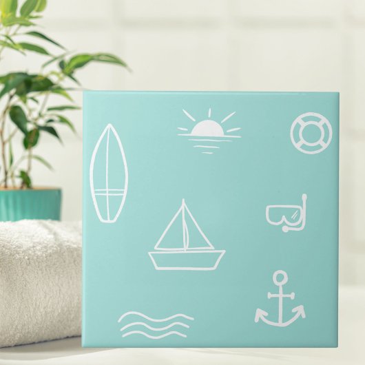 Blue Summer Ocean Seamless Pattern Kinder Bad Fliese