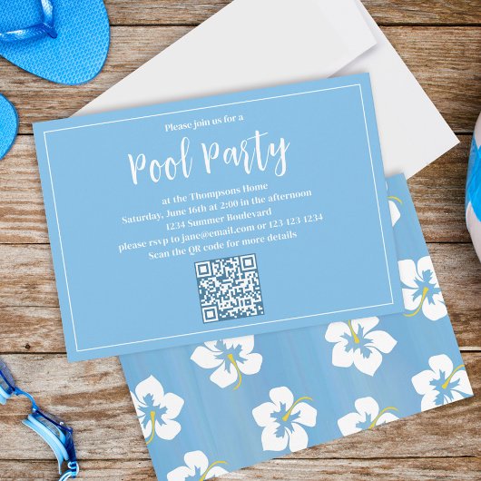 Blue Summer Party Custom Floral Einladung