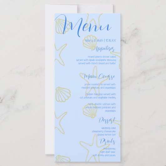 Blue Summer Sea Muschel und Star Beach Hochzeitsme (Vorderseite)