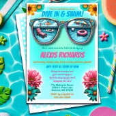 Blue Summer Splash Birthday Pool Party Einladung