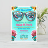 Blue Summer Splash Birthday Pool Party Einladung (Stehend Vorderseite)