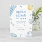 Blue Summer Splish Splash Baby Dusche Einladung
