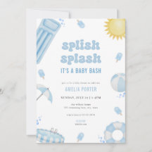 Blue Summer Splish Splash Baby Dusche Einladung