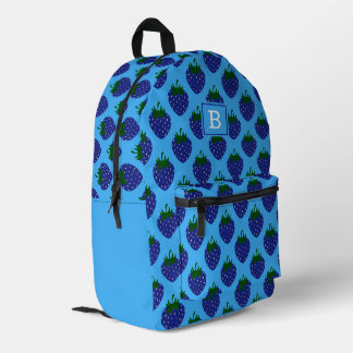 Blue Summer Strawberries Bedruckter Rucksack